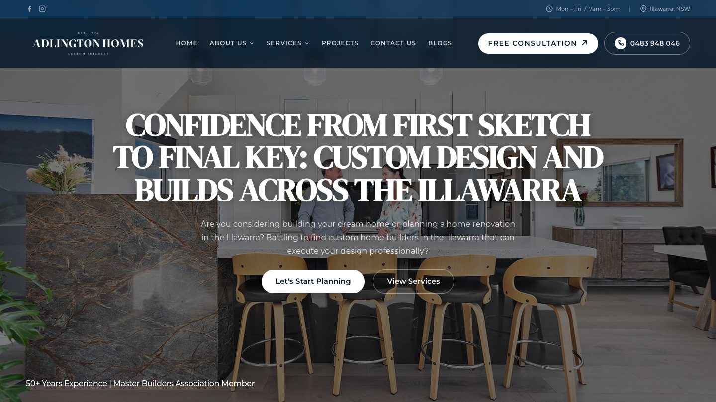 Adlington Homes website homepage