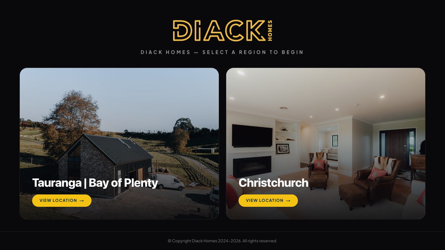 Diack Homes website homepage