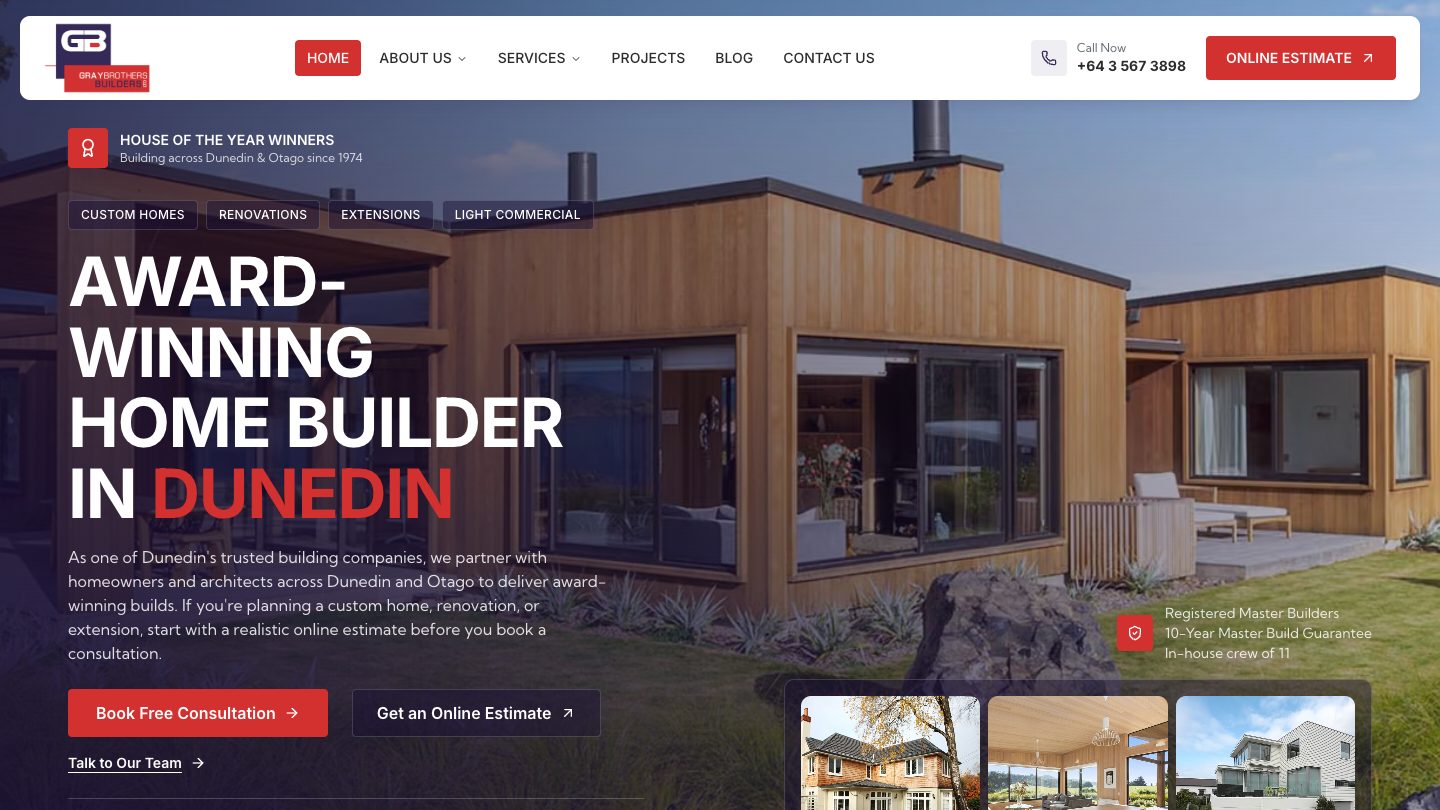 Gray Brothers Builders website homepage