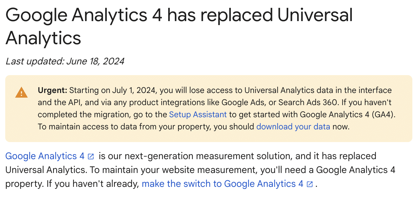 Google Analytics 4 has replaced Universal Analytics